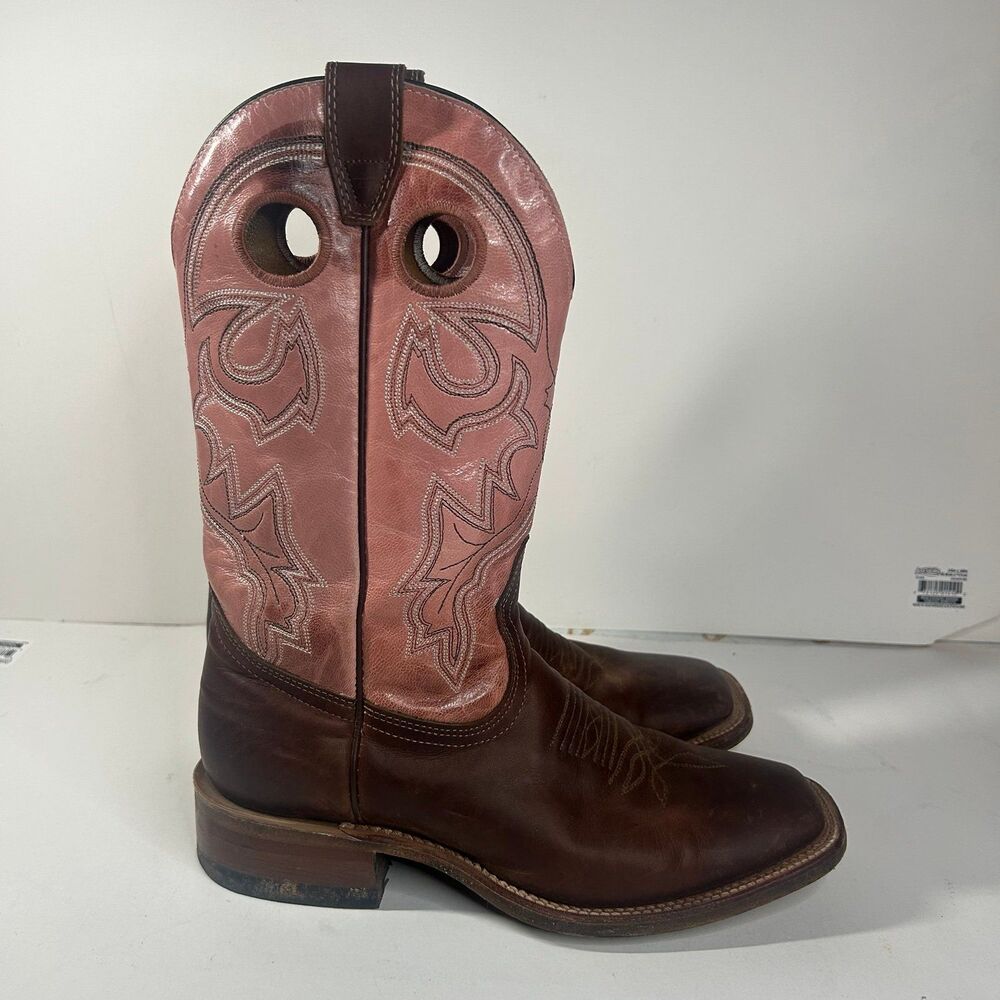 Boulet Women’s Cowboy Boots Size 8 C Brown Pink Leather Western Boots - Picture 5 of 8